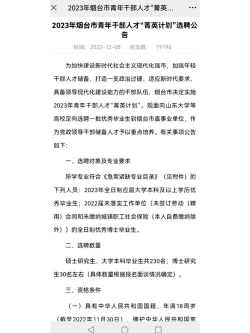 2023山东烟台市青年干部人才“菁英计划”选聘260人公告